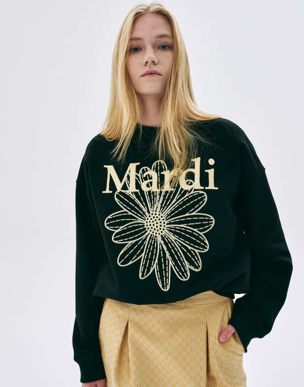 Sweatshirt Flowermardi Needlework Black Lemon