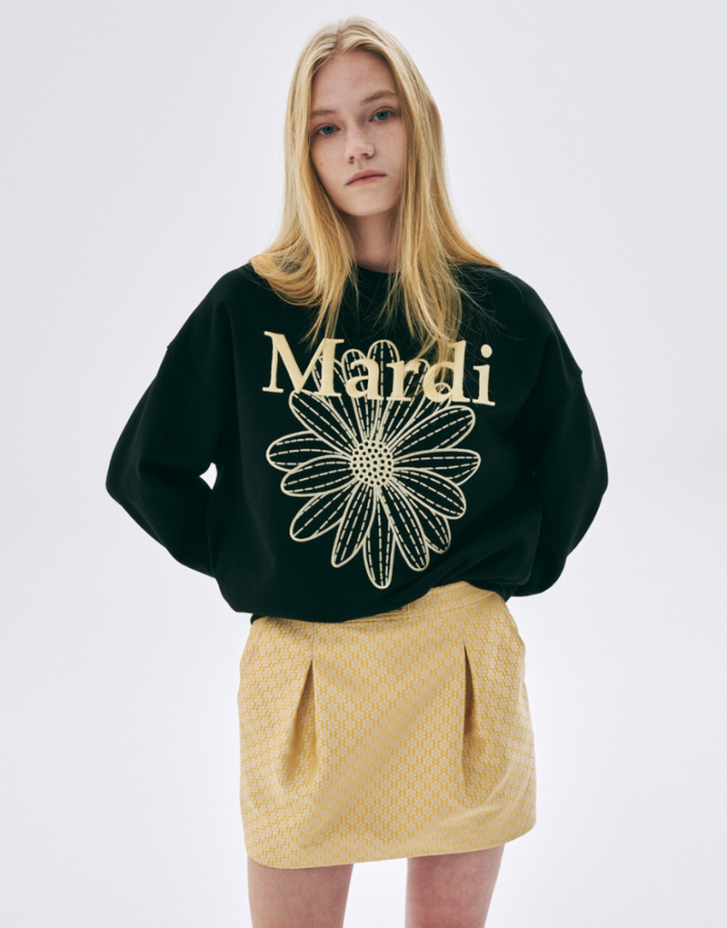 Sweatshirt Flowermardi Needlework Black Lemon