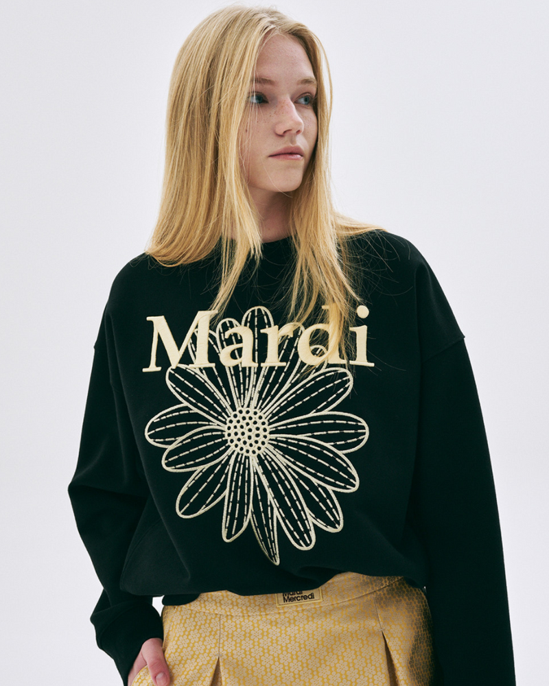 Sweatshirt Flowermardi Needlework Black Lemon