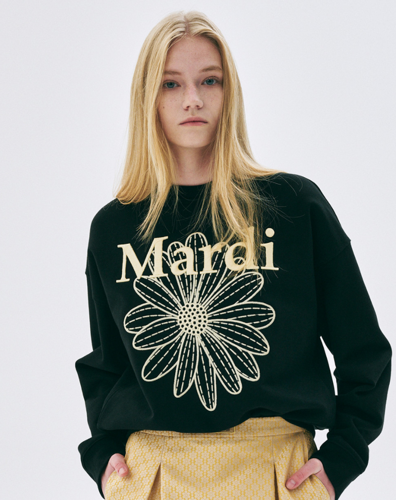 Sweatshirt Flowermardi Needlework Black Lemon