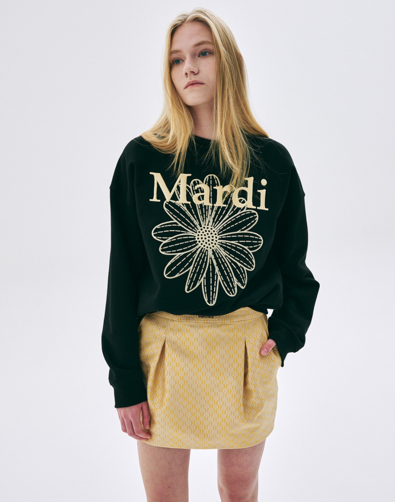 Sweatshirt Flowermardi Needlework Black Lemon