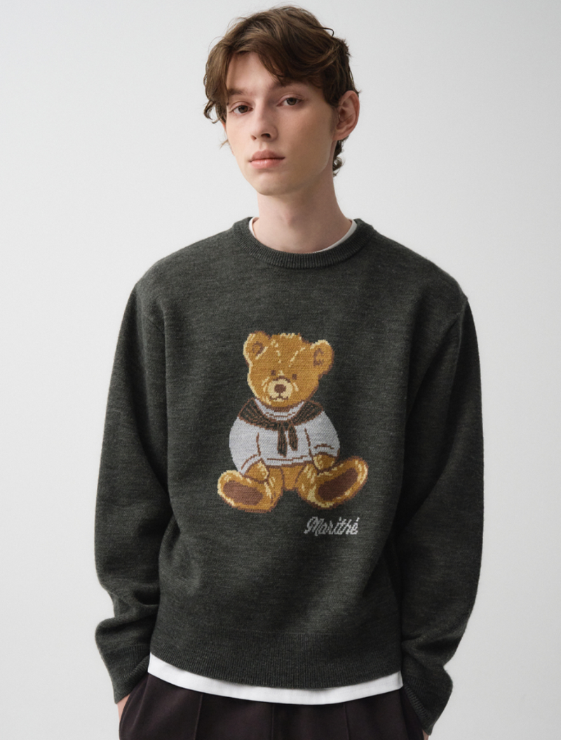 Doodle Bear Sweater Charcoal