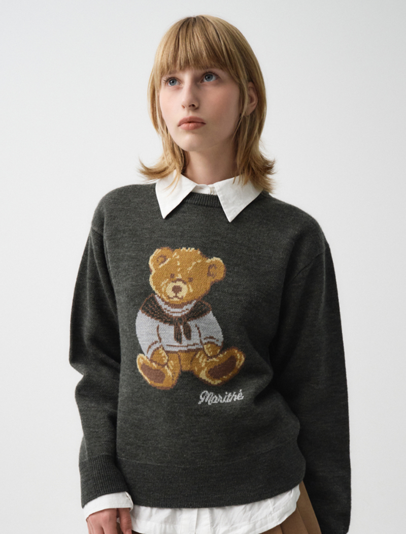 Doodle Bear Sweater Charcoal