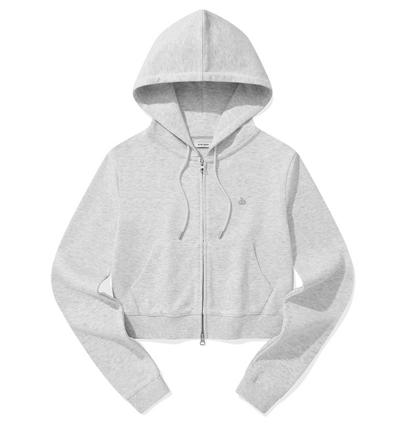 Kirsh Plain Slim Fit Crop Hoodie Zip Up