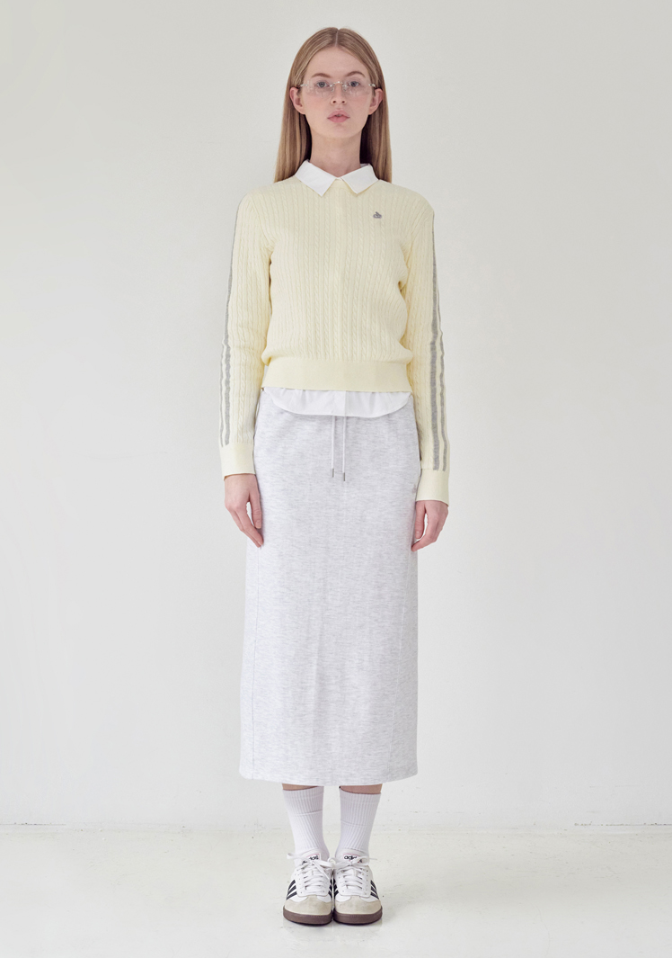 Kirsh Plain Line Point Cable Knit Top