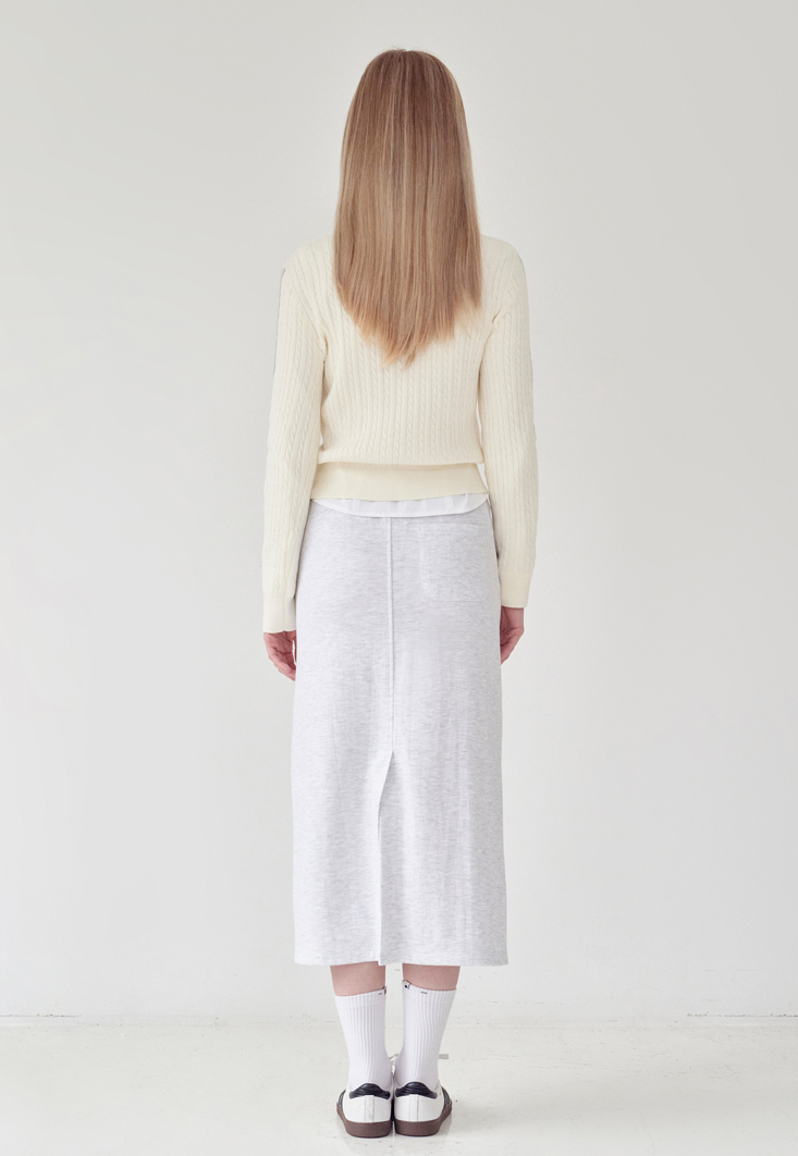 Kirsh Plain Line Point Cable Knit Top