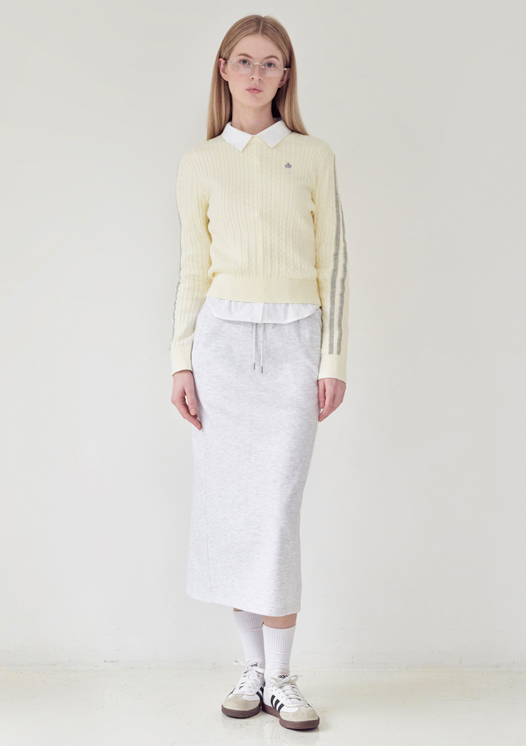 Kirsh Plain Line Point Cable Knit Top