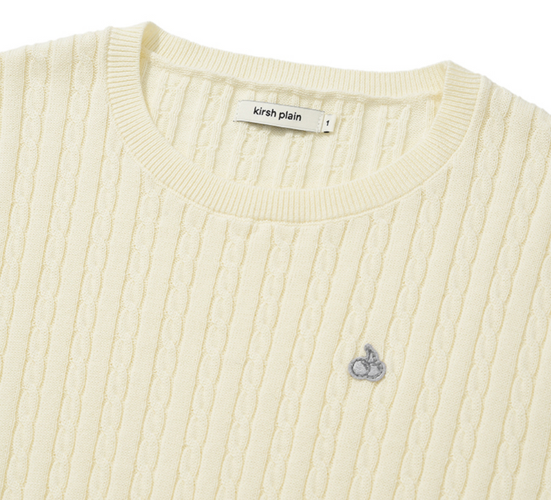 Kirsh Plain Line Point Cable Knit Top