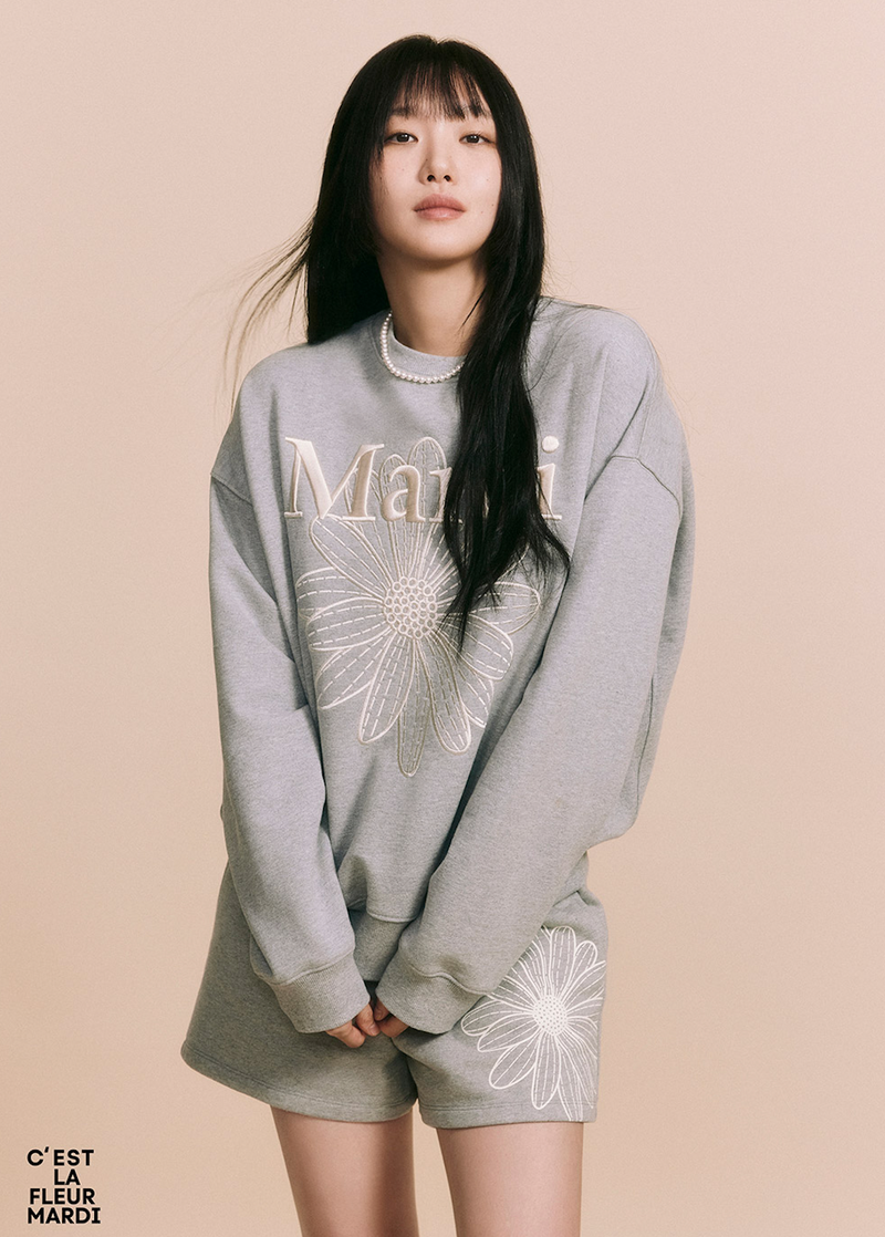 Sweatshirt Flowermardi Needlework Grey Cream