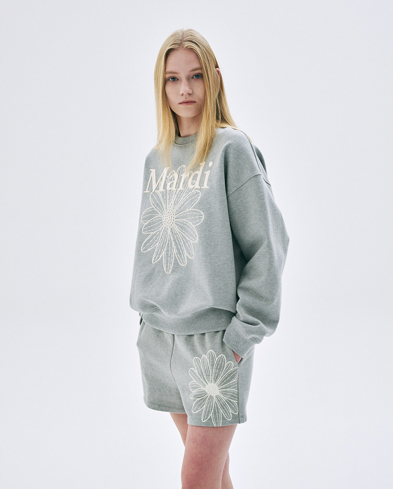 Sweatshirt Flowermardi Needlework Grey Cream