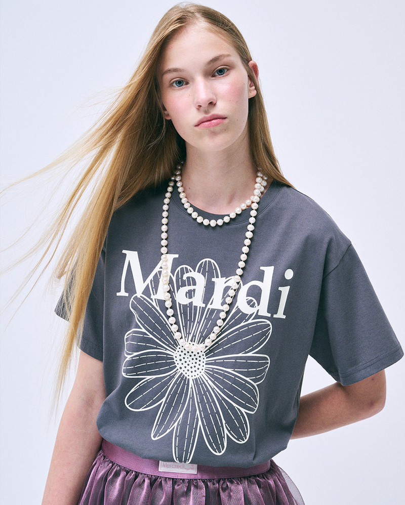 Tshirt Flowermardi Charcoal Ivory