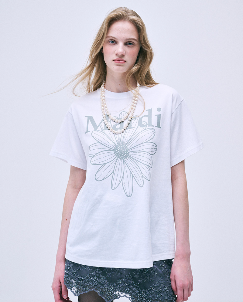 Tshirt Flowermardi White Light Grey