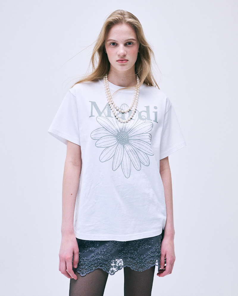 Tshirt Flowermardi White Light Grey