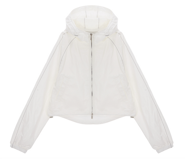 Matin Crop Hoody Coating Jumper in Ivory