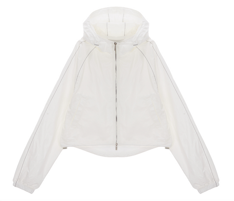 Matin Crop Hoody Coating Jumper in Ivory