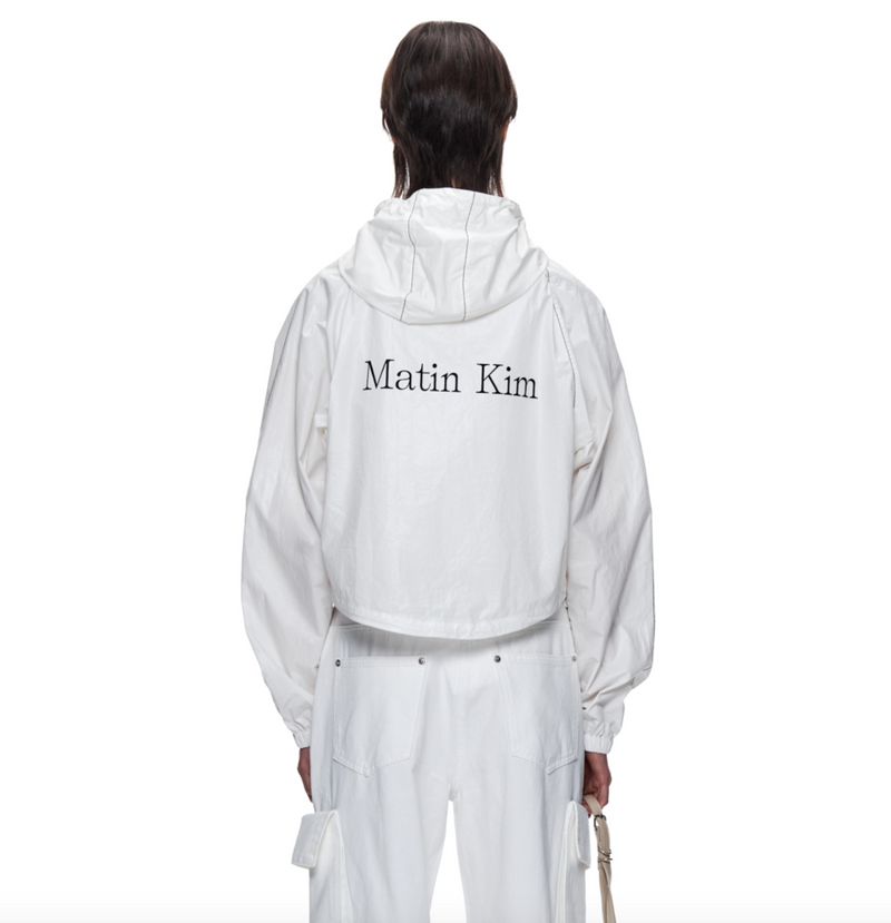 Matin Crop Hoody Coating Jumper in Ivory