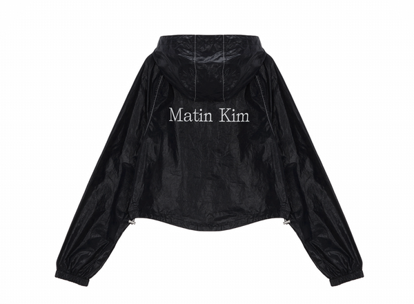 Matin Crop Hoody Coating Jumper in Black