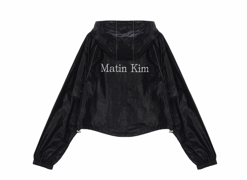 Matin Crop Hoody Coating Jumper in Black