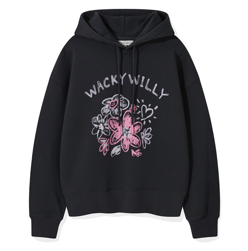 Womens Crayon Lily Semi-Overfit Hoodie Charcoal