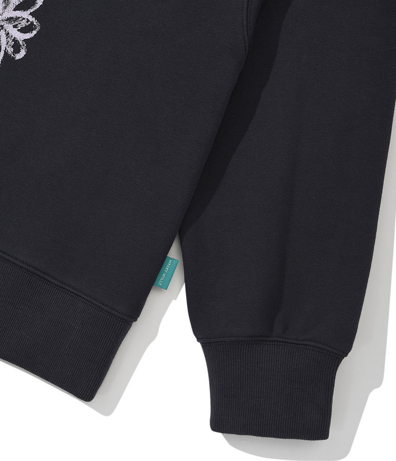 Womens Crayon Lily Semi-Overfit Hoodie Charcoal