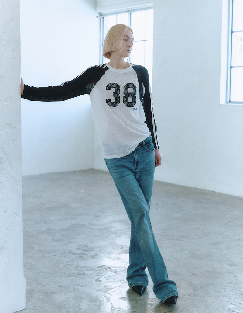 Contrast Raglan Long Sleeve Top White