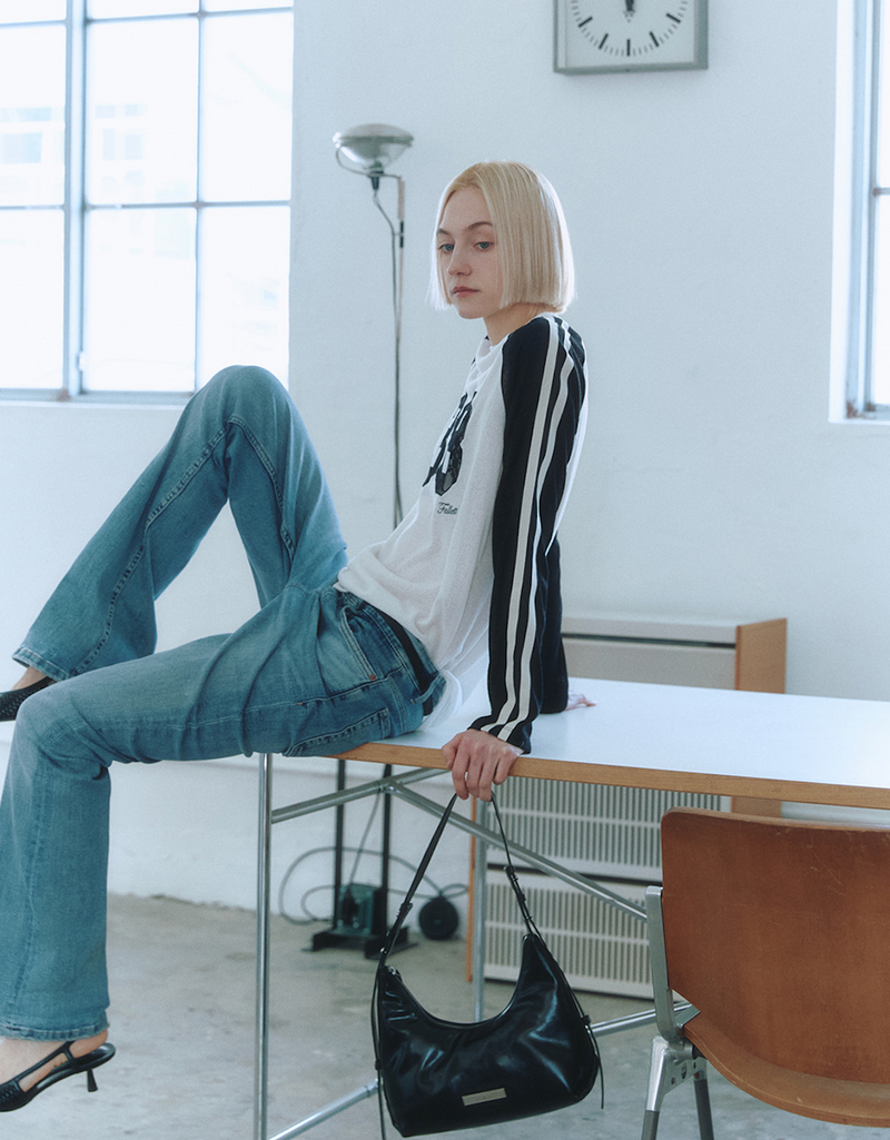 Contrast Raglan Long Sleeve Top White