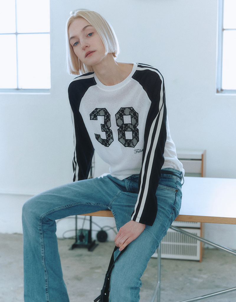 Contrast Raglan Long Sleeve Top White