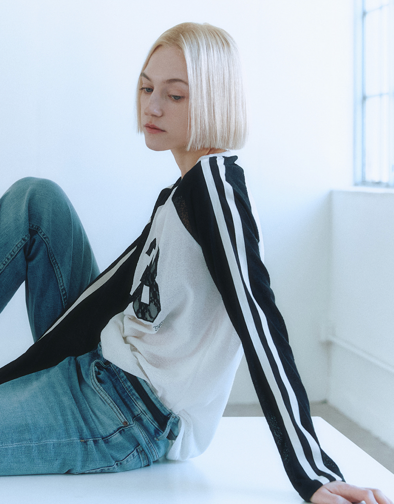 Contrast Raglan Long Sleeve Top White