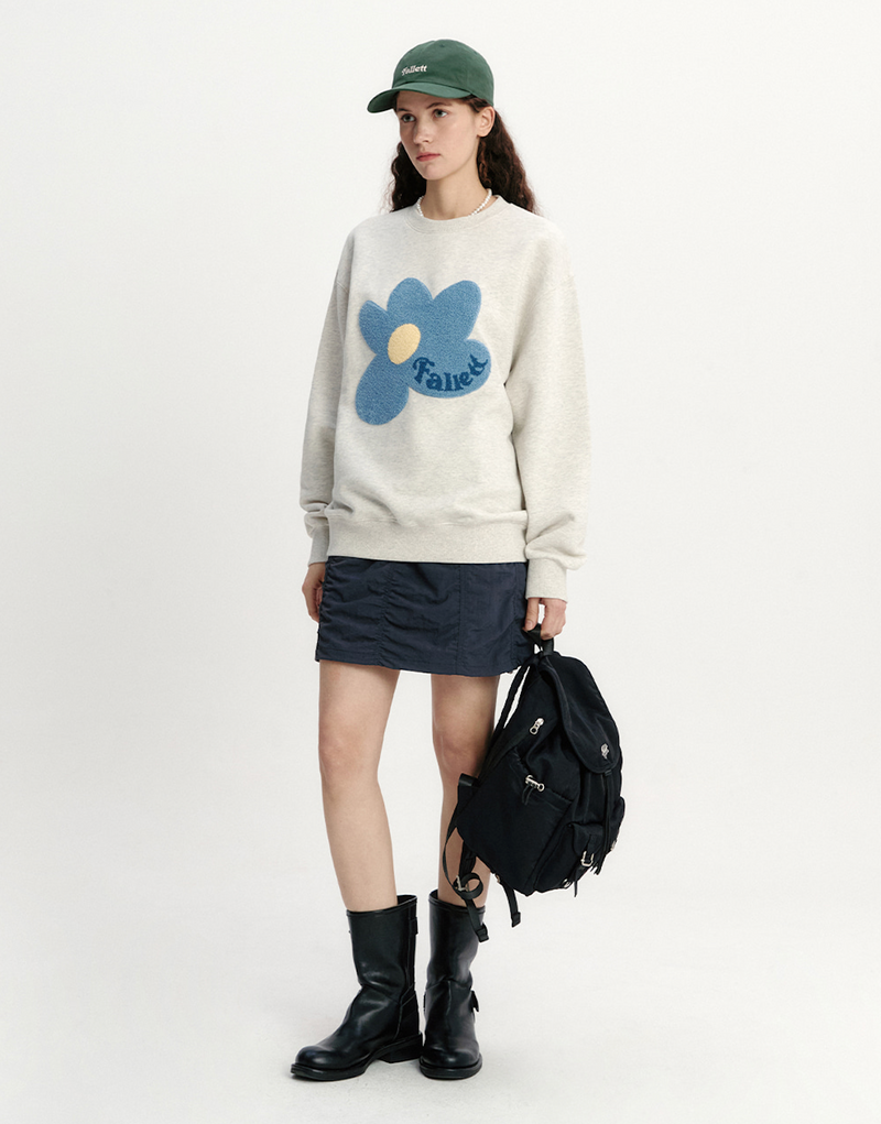 Boucle Flower Sweatshirt Oatmeal
