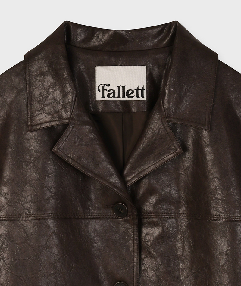 Overfit Leather Jacket Brown