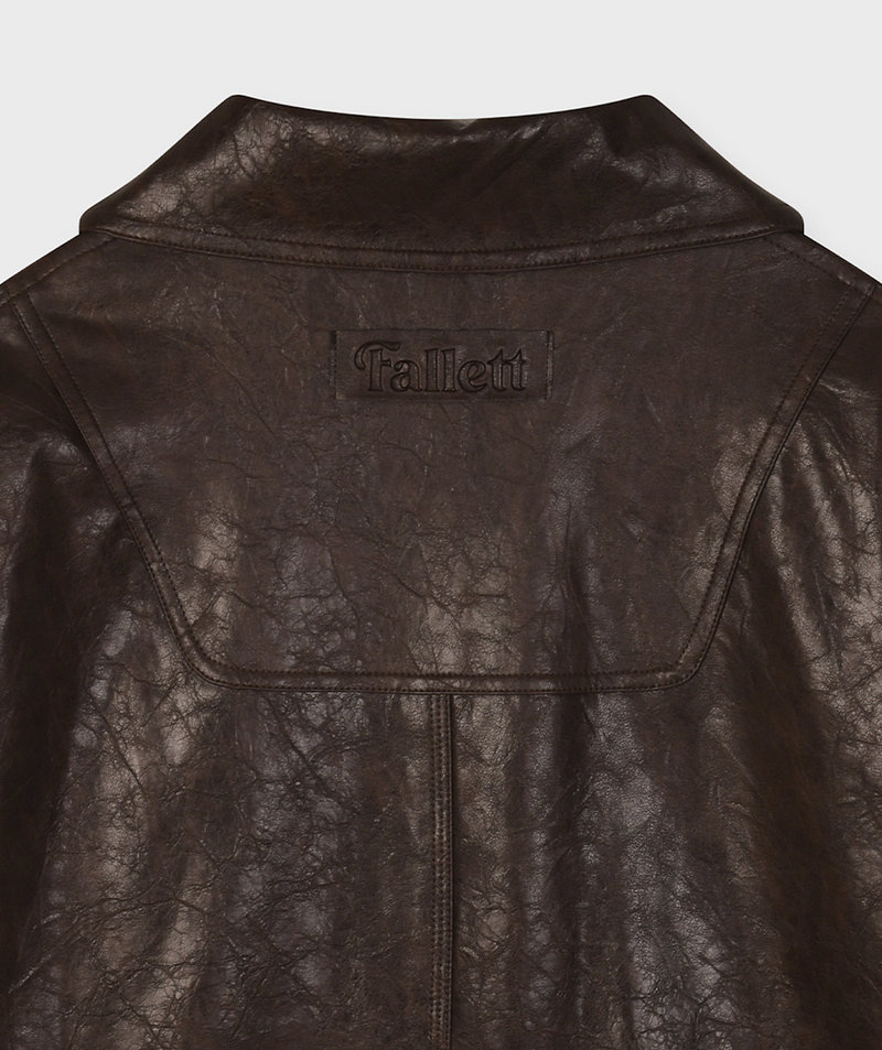 Overfit Leather Jacket Brown