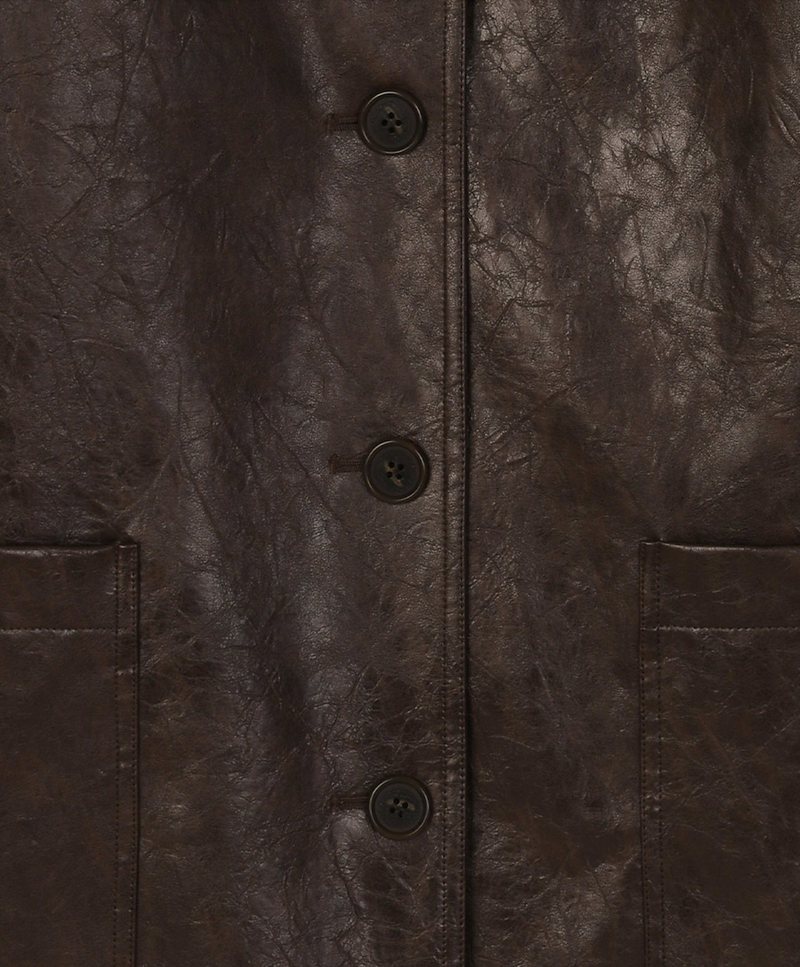 Overfit Leather Jacket Brown