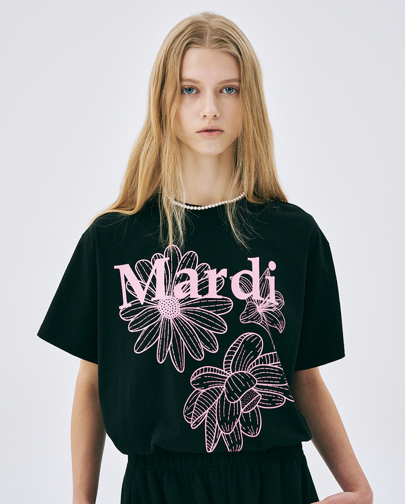 Tshirt Triple Flower Black Pink