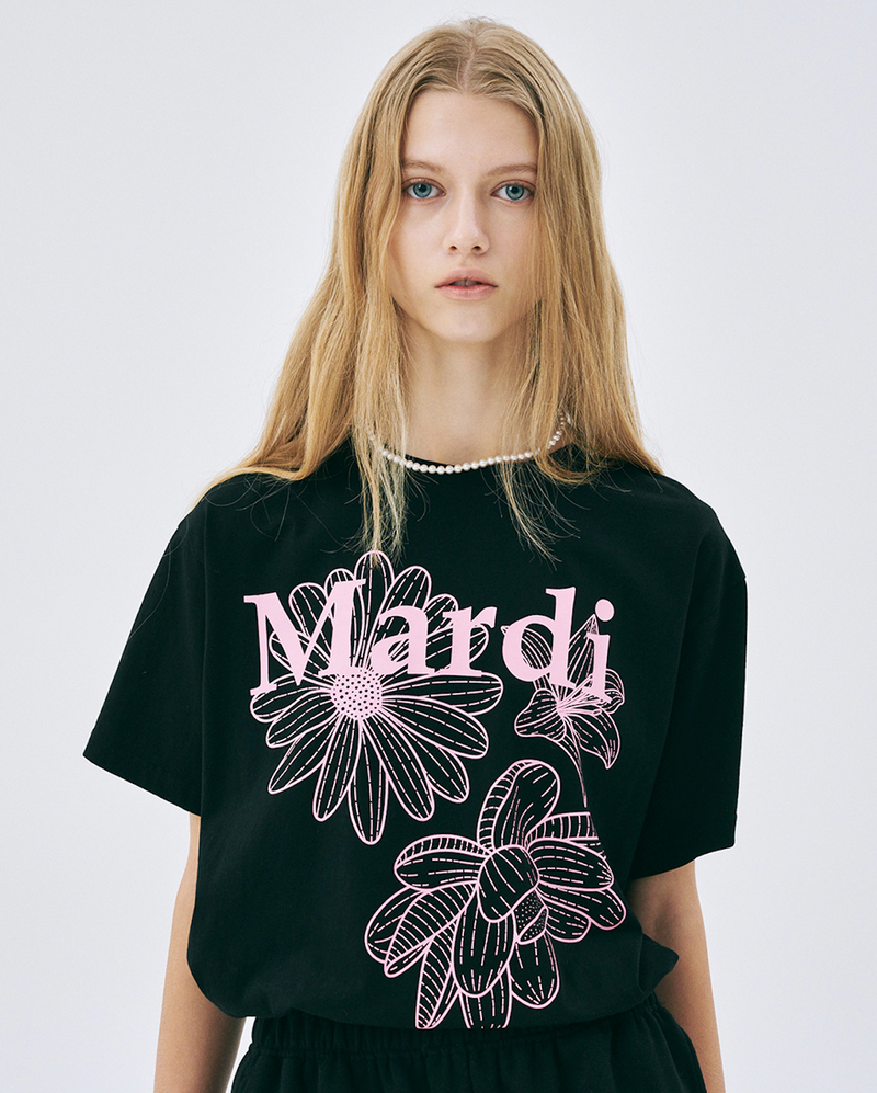 Tshirt Triple Flower Black Pink
