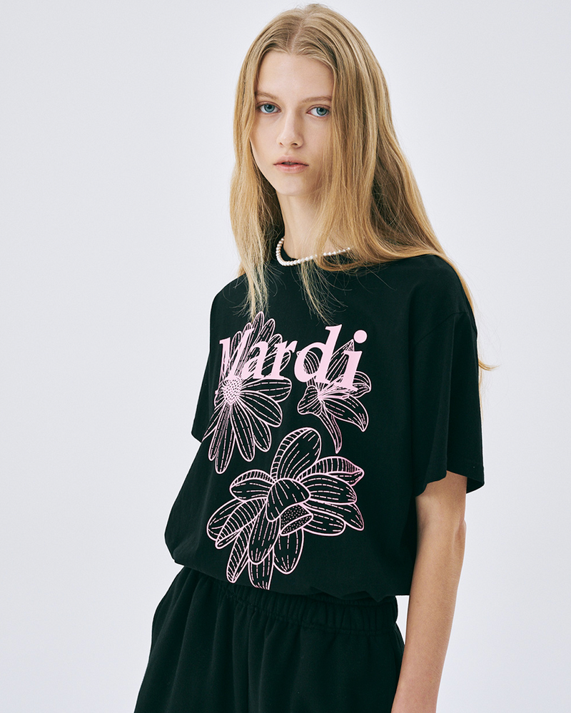 Tshirt Triple Flower Black Pink