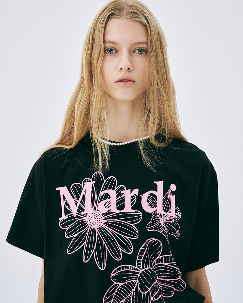 Tshirt Triple Flower Black Pink