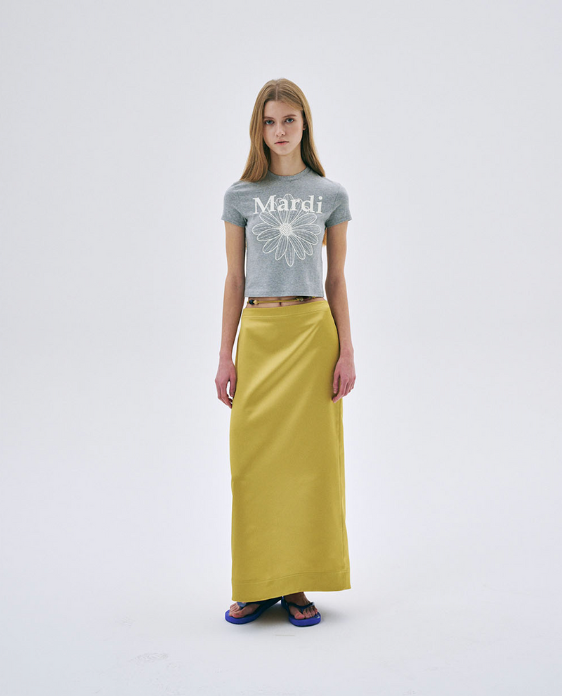 Cropped Tshirt Flowermardi Grey Ivory