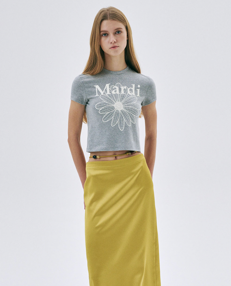 Cropped Tshirt Flowermardi Grey Ivory
