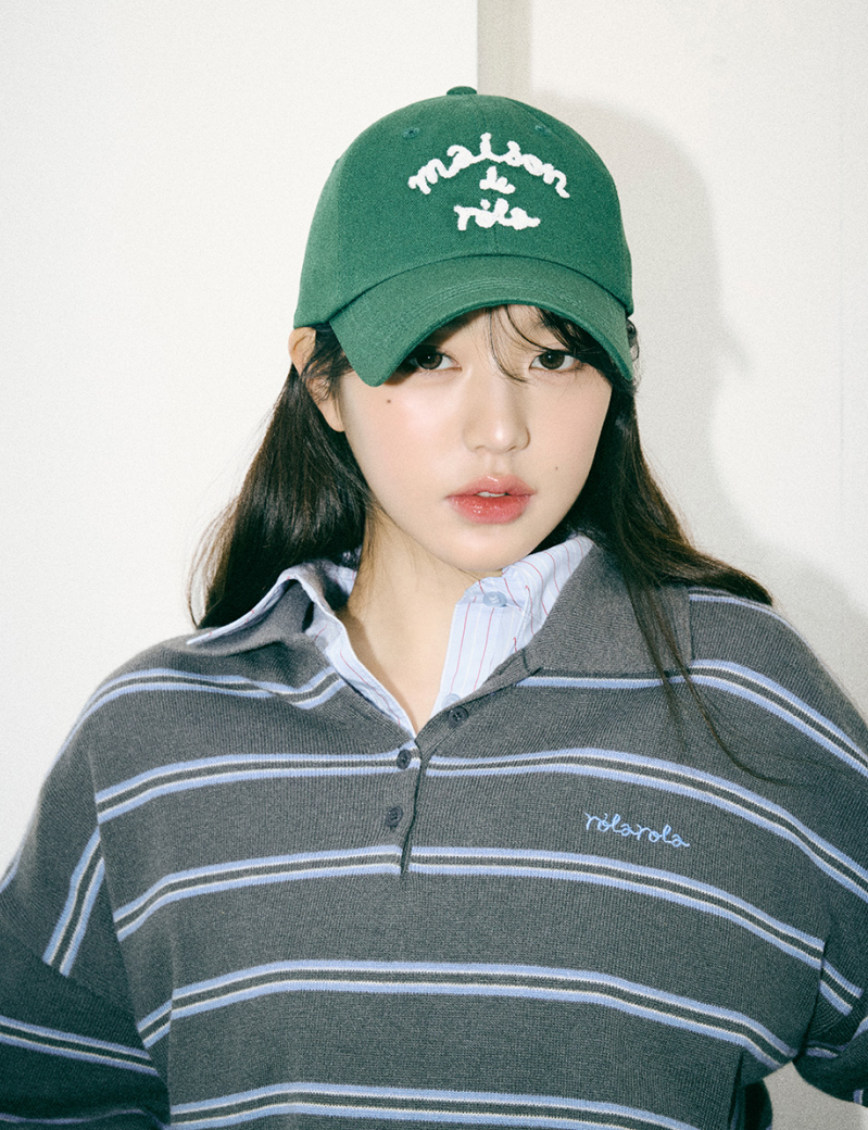 Loose Fit Collar Stripe Knit Deep Grey