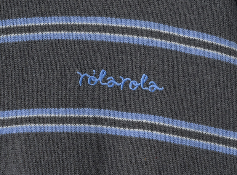 Loose Fit Collar Stripe Knit Deep Grey