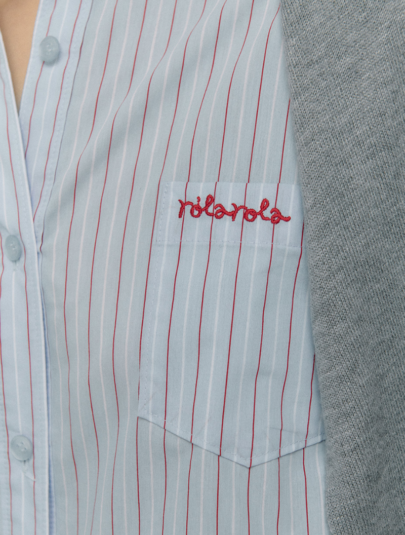 Lace Stripe Shirt Blue