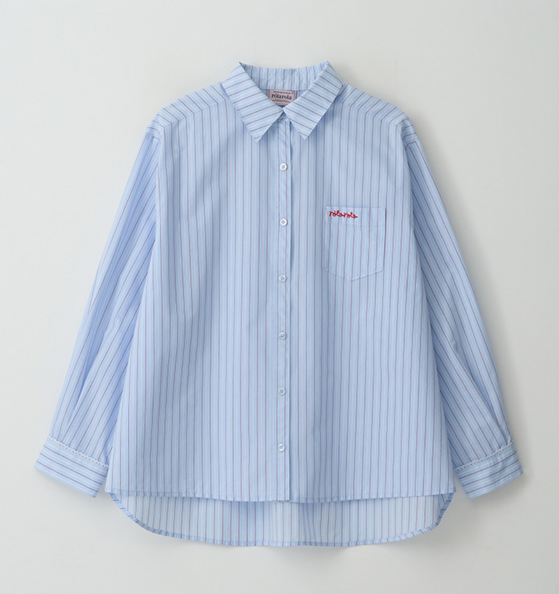 Lace Stripe Shirt Blue