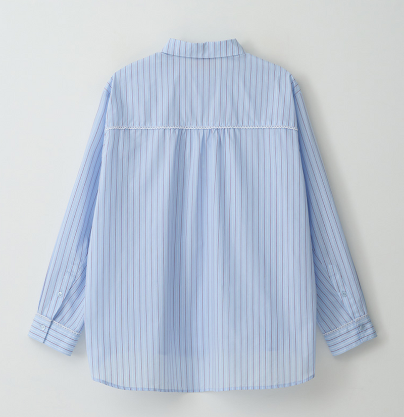 Lace Stripe Shirt Blue