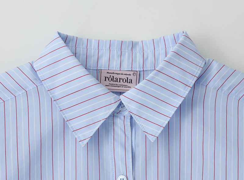 Lace Stripe Shirt Blue
