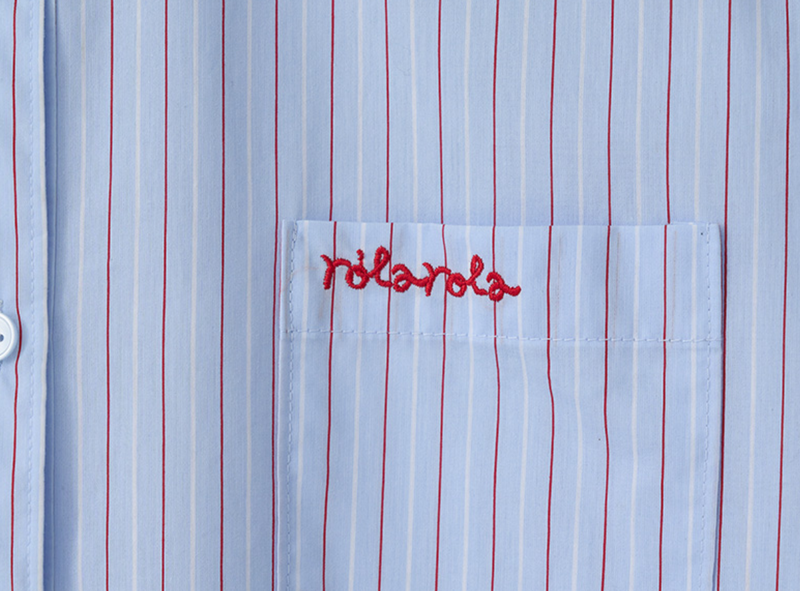 Lace Stripe Shirt Blue