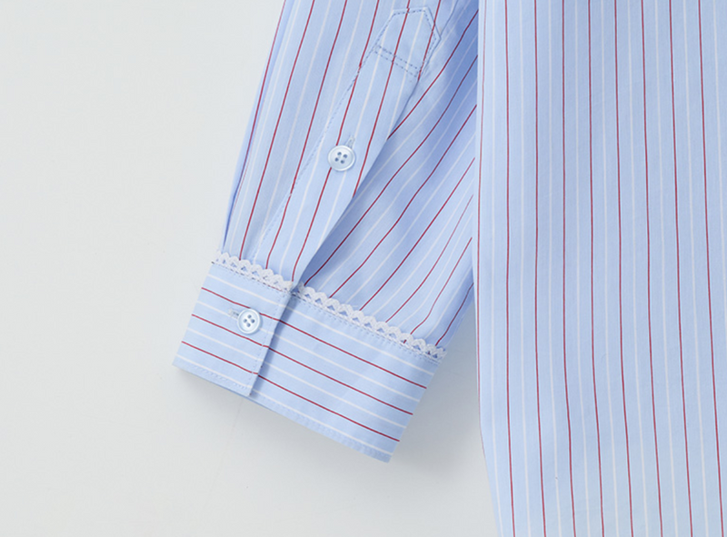 Lace Stripe Shirt Blue