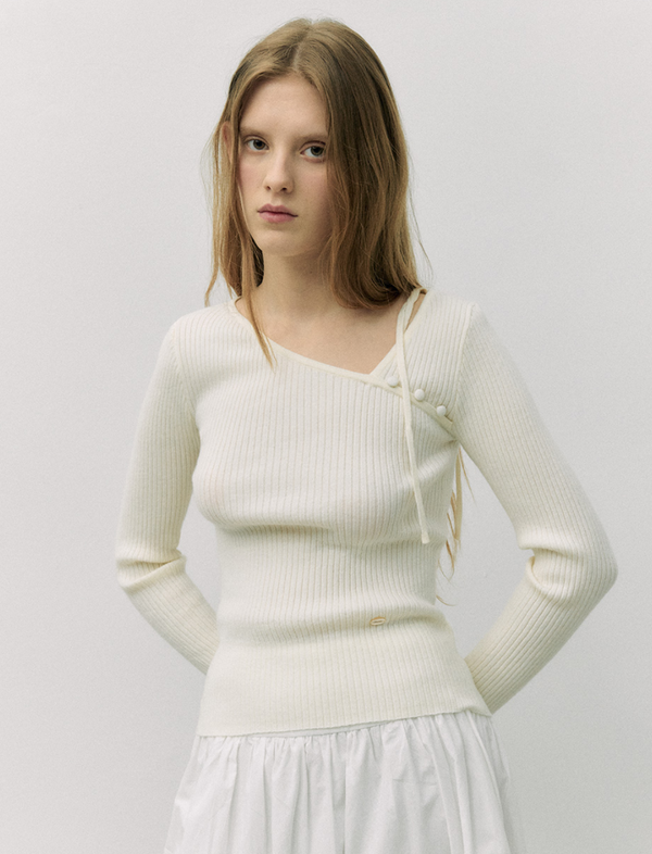 Cut Out Ribbon Knit Ivory