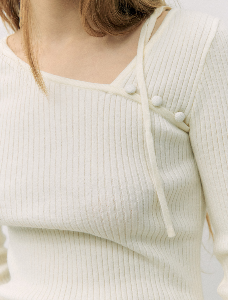 Cut Out Ribbon Knit Ivory