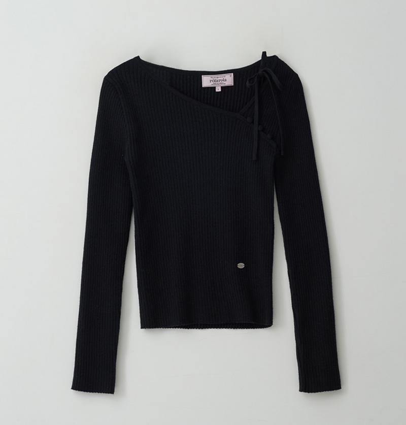 Cut Out Ribbon Knit Black