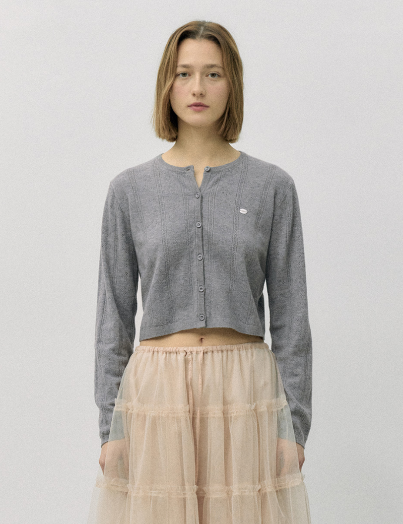 Round Skashi Knit Cardigan Grey